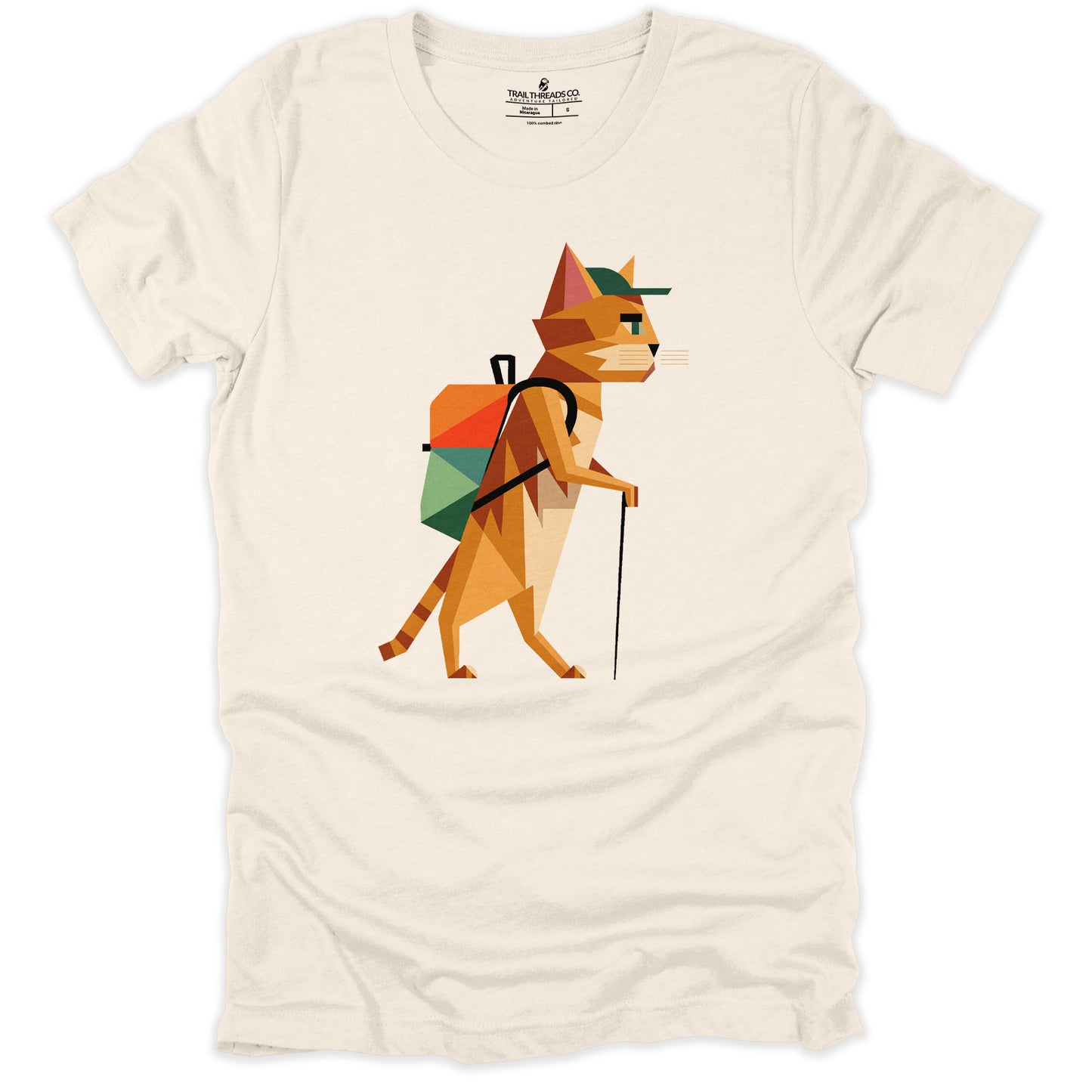 Geometric Explorer Cat T-shirt