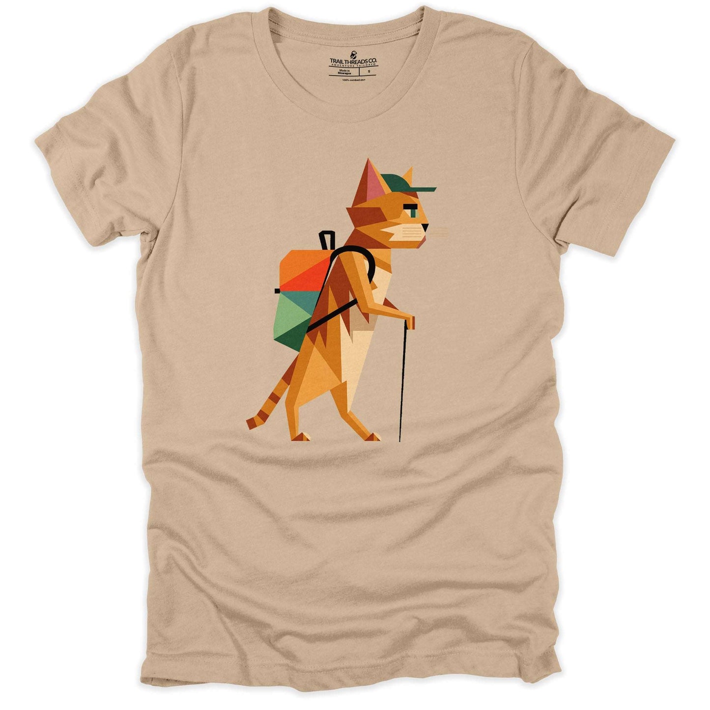 Geometric Explorer Cat T-shirt