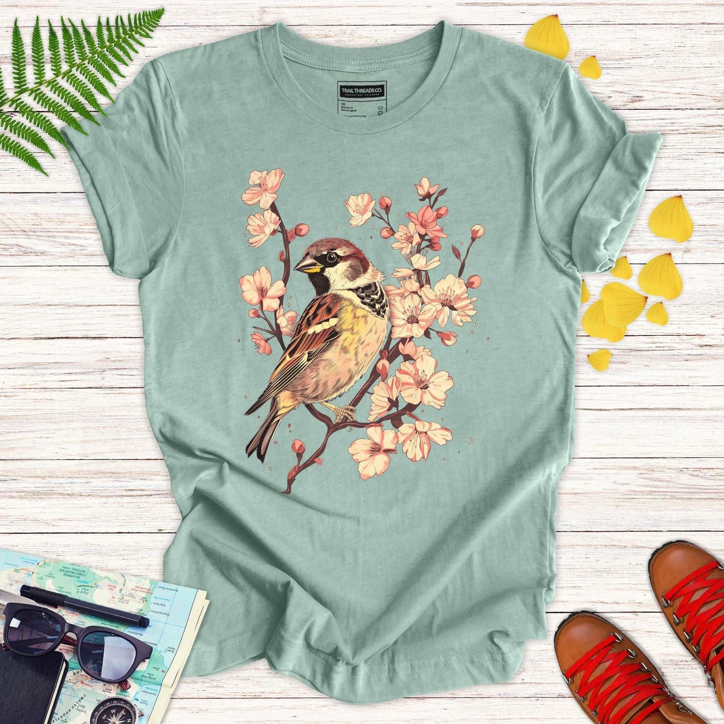 Spring Blossom Sparrow T-shirt