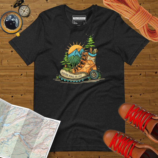 Hiking Makes me Smile Unisex Heather Tee - Trail Threads Co. Limited