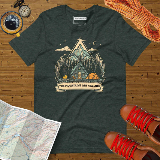 Embrace the Mountain Call Unisex Heather Tee - Trail Threads Co. Limited